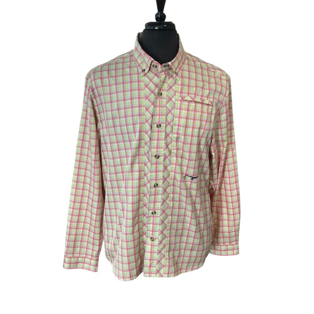 True Flies Mens Large Fishing Shirt True Twill Bokeelia Tattersall Plaid Sz L